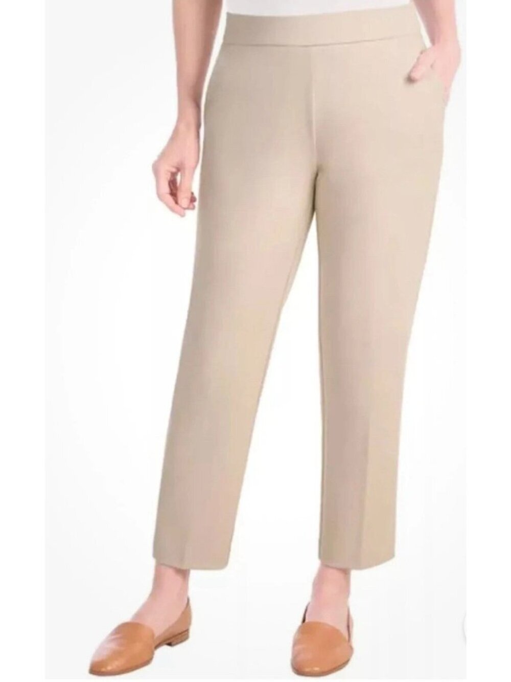 NWT Hilary Radley Women's XXL Beige Pull On Cropped Pants Polyester C0996